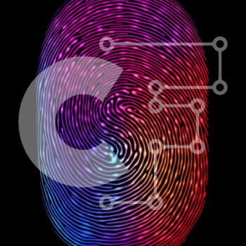 Intra Συλλεκτικό Ξύλινο Παζλ Plywood  4mm - Πολύχρωμο δακτυλικό αποτύπωμα σε μαύρο φόντο Σε Ξύλινο Κουτί - Διαστάσεις Puzzle: 10x10 cm – 25 κομμάτια - Image 1