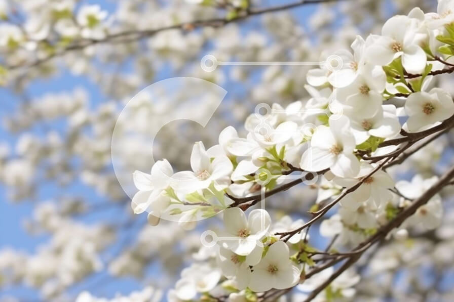 Intra Συλλεκτικό Ξύλινο Παζλ Plywood  4mm - Λευκό δέντρο Dogwood την άνοιξη Σε Ξύλινο Κουτί - Διαστάσεις: 10x10 cm – 25 κομμάτια