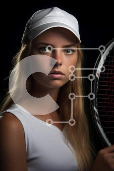 Intra Συλλεκτικό Ξύλινο Παζλ Plywood  4mm - Επικεντρωμένη γυναίκα τενίστρια που κρατά ρακέτα τένις Σε Ξύλινο Κουτί - Διαστάσεις Puzzle: 10x10 cm – 25 κομμάτια