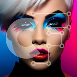 Intra Συλλεκτικό Ξύλινο Παζλ Plywood  4mm - Γυναίκα με άσπρα μαλλιά και πολύχρωμο μακιγιάζ ματιών Σε Ξύλινο Κουτί - Διαστάσεις Puzzle: 10x10 cm – 25 κομμάτια