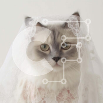 Intra Συλλεκτικό Ξύλινο Παζλ Plywood  4mm - Γάτα με λευκό πέπλο γάμου Σε Ξύλινο Κουτί - Διαστάσεις Puzzle: 10x10 cm – 25 κομμάτια - Image 1