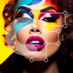 Intra Συλλεκτικό Ξύλινο Παζλ Plywood  4mm - Γυναίκα με ζωηρό μακιγιάζ σε πορτοκαλί φόντο Σε Ξύλινο Κουτί - Διαστάσεις Puzzle: 10x10 cm – 25 κομμάτια