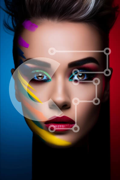 Intra Συλλεκτικό Ξύλινο Παζλ Plywood  4mm - Γυναίκα με πολύχρωμο μακιγιάζ Σε Ξύλινο Κουτί - Διαστάσεις Puzzle: 10x10 cm – 25 κομμάτια