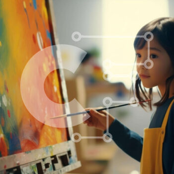 Intra Συλλεκτικό Ξύλινο Παζλ Plywood  4mm - Νεαρό κορίτσι που ζωγραφίζει σε ένα στούντιο τέχνης Σε Ξύλινο Κουτί - Διαστάσεις Puzzle: 10x10 cm – 25 κομμάτια - Image 1