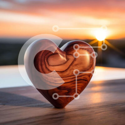 Intra Συλλεκτικό Ξύλινο Παζλ Plywood 4mm - Ξύλινο γλυπτό σε σχήμα καρδιάς στο ηλιοβασίλεμα Σε Ξύλινο Κουτί - Διαστάσεις Puzzle: 10x10 cm – 25 κομμάτια - Image 1