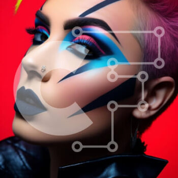 Intra Συλλεκτικό Ξύλινο Παζλ Plywood  4mm - Γυναίκα με πολύχρωμα μαλλιά και μαύρο δερμάτινο μπουφάν Σε Ξύλινο Κουτί - Διαστάσεις Puzzle: 10x10 cm – 25 κομμάτια - Image 1