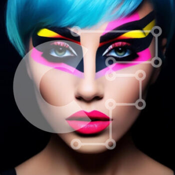 Intra Συλλεκτικό Ξύλινο Παζλ Plywood  4mm - Νεαρή γυναίκα με μπλε μαλλιά και πολύχρωμο μακιγιάζ Σε Ξύλινο Κουτί - Διαστάσεις Puzzle: 10x10 cm – 25 κομμάτια - Image 1