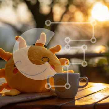 Intra Συλλεκτικό Ξύλινο Παζλ Plywood  4mm - Γεμιστός ήλιος σε φλιτζάνι καφέ Σε Ξύλινο Κουτί - Διαστάσεις Puzzle: 10x10 cm – 25 κομμάτια - Image 1