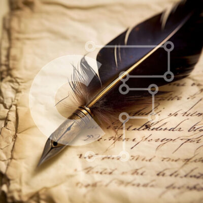 Intra Συλλεκτικό Ξύλινο Παζλ Plywood  4mm - Vintage στυλό με φτερά σε παλιό χαρτί Σε Ξύλινο Κουτί - Διαστάσεις: 10x10 cm – 25 κομμάτια - Image 1