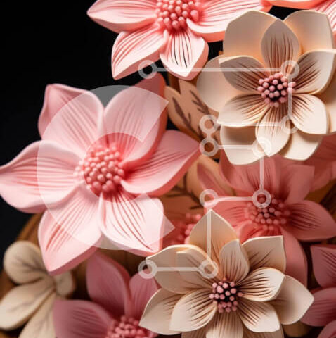 Intra Συλλεκτικό Ξύλινο Παζλ Plywood  4mm - Σύνθεση με ροζ και λευκά λουλούδια Σε Ξύλινο Κουτί - Διαστάσεις: 10x10 cm – 25 κομμάτια - Image 1