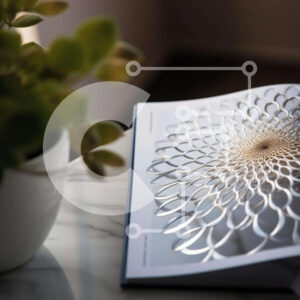 Intra Συλλεκτικό Ξύλινο Παζλ Plywood  4mm - Ανοιχτό βιβλίο με σχέδιο λουλουδιών και φυτό σε γλάστρα Σε Ξύλινο Κουτί - Διαστάσεις Puzzle: 10x10 cm – 25 κομμάτια