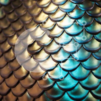 Intra Συλλεκτικό Ξύλινο Παζλ Plywood  4mm - Κοντινό πλάνο μπλε και χρυσών κλίμακες υδρόβιου πλάσματος Σε Ξύλινο Κουτί - Διαστάσεις: 10x10 cm – 25 κομμάτια - Image 1