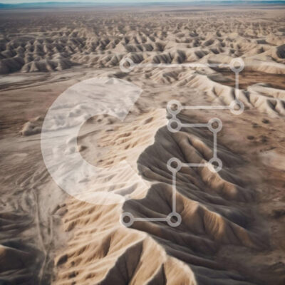 Intra Συλλεκτικό Ξύλινο Παζλ Plywood  4mm - Εναέρια άποψη του τοπίου της ερήμου με τους λόφους και τα βουνά Σε Ξύλινο Κουτί - Διαστάσεις: 10x10 cm – 25 κομμάτια - Image 1