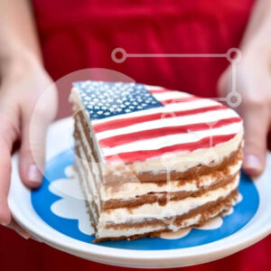 Intra Συλλεκτικό Ξύλινο Παζλ Plywood  4mm - Γιορτή 4ης Ιουλίου με κέικ με θέμα την αμερικανική σημαία Σε Ξύλινο Κουτί - Διαστάσεις: 10x10 cm – 25 κομμάτια