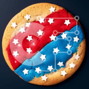 Intra Συλλεκτικό Ξύλινο Παζλ Plywood  4mm - Πατριωτικό μπισκότο αμερικανικής σημαίας για τον εορτασμό της 4ης Ιουλίου Σε Ξύλινο Κουτί - Διαστάσεις: 10x10 cm – 25 κομμάτια