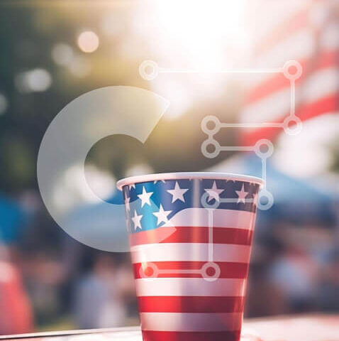 Intra Συλλεκτικό Ξύλινο Παζλ Plywood  4mm - Χάρτινο κύπελλο αμερικανικής σημαίας για πατριωτικές γιορτές Σε Ξύλινο Κουτί - Διαστάσεις: 10x10 cm – 25 κομμάτια - Image 1