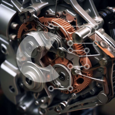 Intra Συλλεκτικό Ξύλινο Παζλ Plywood 4mm - Κοντινή όψη του κινητήρα με γρανάζια και εσωτερικά μέρη Σε Ξύλινο Κουτί - Διαστάσεις Puzzle: 10x10 cm – 25 κομμάτια - Image 1