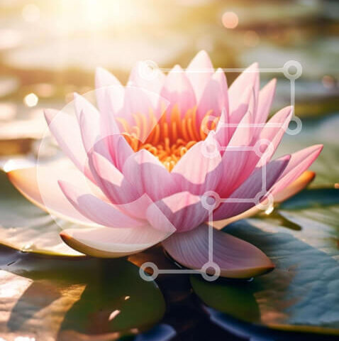 Intra Συλλεκτικό Ξύλινο Παζλ Plywood  4mm - Ροζ νούφαρο στη διακοσμητική λίμνη Σε Ξύλινο Κουτί - Διαστάσεις: 10x10 cm – 25 κομμάτια - Image 1