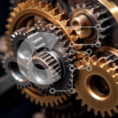 Intra Συλλεκτικό Ξύλινο Παζλ Plywood  4mm - Κοντινό πλάνο με γρανάζια και μεταλλικά μέρη Σε Ξύλινο Κουτί - Διαστάσεις Puzzle: 10x10 cm – 25 κομμάτια - Image 1