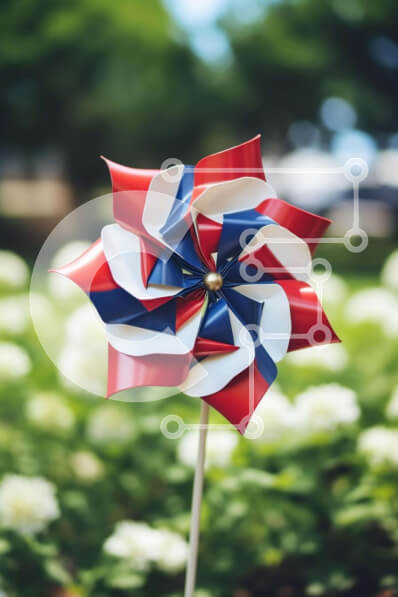 Intra Συλλεκτικό Ξύλινο Παζλ Plywood  4mm - Εορταστικό Pinwheel σε έναν κήπο με λουλούδια Σε Ξύλινο Κουτί - Διαστάσεις: 10x10 cm – 25 κομμάτια