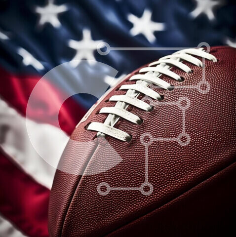 Intra Συλλεκτικό Ξύλινο Παζλ Plywood  4mm - Ποδόσφαιρο σε αμερικανική σημαία Σε Ξύλινο Κουτί - Διαστάσεις Puzzle: 10x10 cm – 25 κομμάτια - Image 1