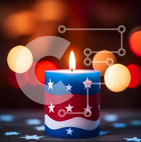 Intra Συλλεκτικό Ξύλινο Παζλ Plywood  4mm - Πατριωτικό κερί αμερικανικής σημαίας για εορτασμούς Σε Ξύλινο Κουτί - Διαστάσεις: 10x10 cm – 25 κομμάτια - Image 1