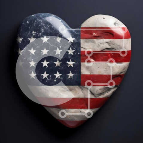 Intra Συλλεκτικό Ξύλινο Παζλ Plywood  4mm - Πέτρα σε σχήμα καρδιάς με αμερικανική σημαία Σε Ξύλινο Κουτί - Διαστάσεις Puzzle: 10x10 cm – 25 κομμάτια - Image 1