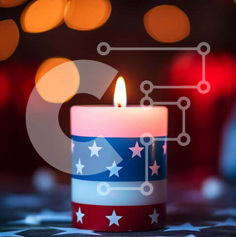 Intra Συλλεκτικό Ξύλινο Παζλ Plywood 4mm - Πατριωτικό κερί με μοτίβο αμερικανικής σημαίας για την 4η Ιουλίου και την ημέρα της ανεξαρτησίας Σε Ξύλινο Κουτί - Διαστάσεις: 10x10 cm – 25 κομμάτια - Image 1