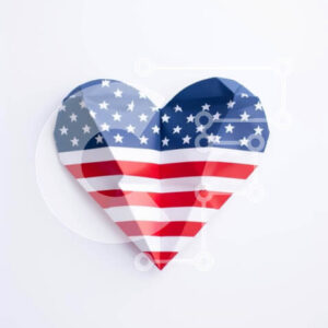 Intra Συλλεκτικό Ξύλινο Παζλ Plywood  4mm - Πατριωτική γιορτή με αμερικανική σημαία καρδιών Origami Σε Ξύλινο Κουτί - Διαστάσεις: 10x10 cm – 25 κομμάτια