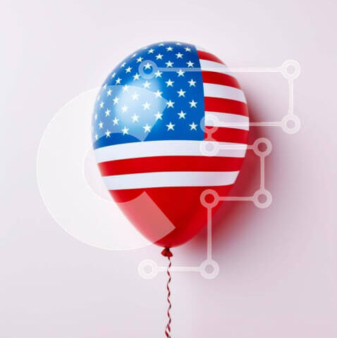 Intra Συλλεκτικό Ξύλινο Παζλ Plywood 4mm - Μπαλόνι αμερικανικής σημαίας για πατριωτικούς εορτασμούς Σε Ξύλινο Κουτί - Διαστάσεις: 10x10 cm – 25 κομμάτια - Image 1