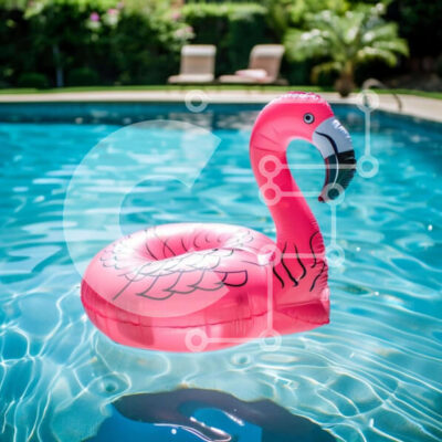 Intra Συλλεκτικό Ξύλινο Παζλ Plywood  4mm - Ροζ Flamingo που επιπλέει στην πισίνα Σε Ξύλινο Κουτί - Διαστάσεις: 10x10 cm – 25 κομμάτια - Image 1