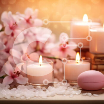 Intra Συλλεκτικό Ξύλινο Παζλ Plywood  4mm - Γαλήνιο σκηνικό σπα με κεριά και ροζ βόμβες μπάνιου Σε Ξύλινο Κουτί - Διαστάσεις Puzzle: 10x10 cm – 25 κομμάτια - Image 1