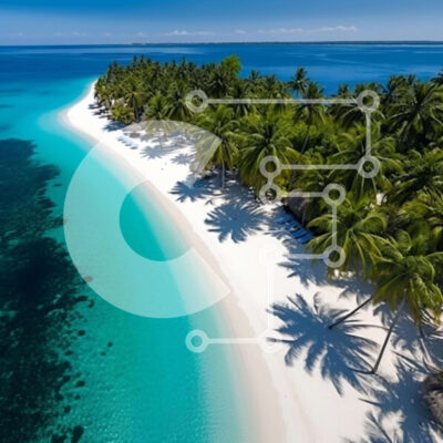 Intra Συλλεκτικό Ξύλινο Παζλ Plywood  4mm - Εναέρια άποψη ενός τροπικού νησιού στις Μαλδίβες Σε Ξύλινο Κουτί - Διαστάσεις: 10x10 cm – 25 κομμάτια - Image 1