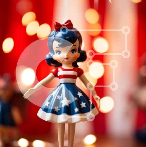 Intra Συλλεκτικό Ξύλινο Παζλ Plywood  4mm - Κούκλα παιχνιδιών με φόρεμα με θέμα την αμερικανική σημαία Σε Ξύλινο Κουτί - Διαστάσεις: 10x10 cm – 25 κομμάτια - Image 1