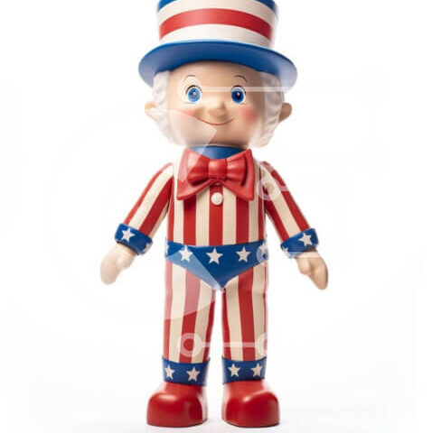 Intra Συλλεκτικό Ξύλινο Παζλ Plywood  4mm - Φιγούρα παιχνιδιών με στολή αμερικανικής σημαίας για τις 4 Ιουλίου Σε Ξύλινο Κουτί - Διαστάσεις: 10x10 cm – 25 κομμάτια - Image 1