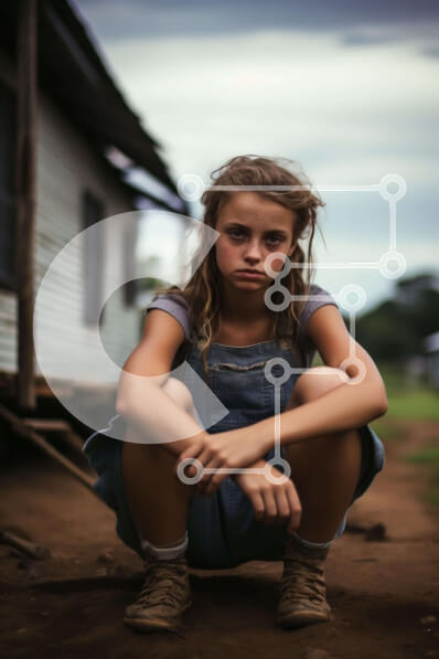 Intra Συλλεκτικό Ξύλινο Παζλ Plywood  4mm - Θλιμμένο κορίτσι με φόρμες από το Old House Σε Ξύλινο Κουτί - Διαστάσεις Puzzle: 10x10 cm – 25 κομμάτια