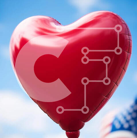 Intra Συλλεκτικό Ξύλινο Παζλ Plywood  4mm - Κόκκινο μπαλόνι σε σχήμα καρδιάς με αμερικανική σημαία Σε Ξύλινο Κουτί - Διαστάσεις Puzzle: 10x10 cm – 25 κομμάτια - Image 1