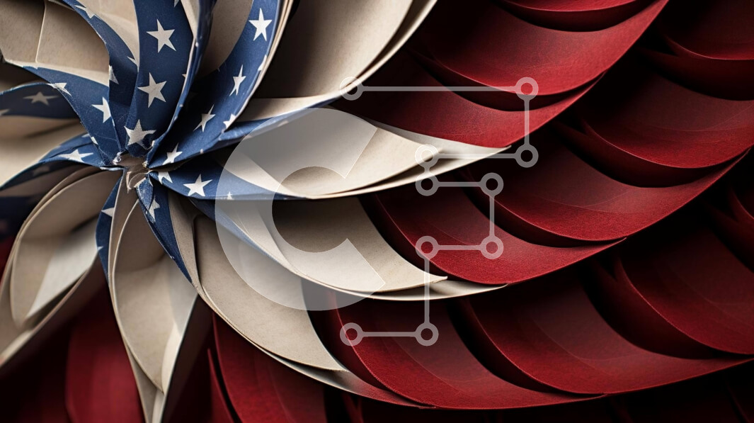 Intra Συλλεκτικό Ξύλινο Παζλ Plywood  4mm - Κυκλικό χάρτινο γλυπτό με σχέδιο αμερικανικής σημαίας Σε Ξύλινο Κουτί - Διαστάσεις: 10x10 cm – 25 κομμάτια