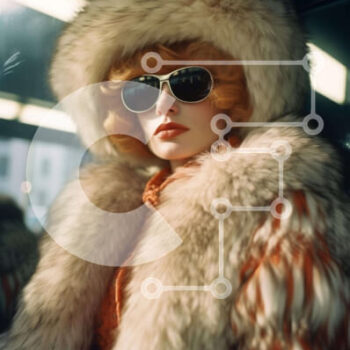 Intra Συλλεκτικό Ξύλινο Παζλ Plywood  4mm - Κομψή γυναίκα με πορτοκαλί γούνινο παλτό και γυαλιά ηλίου Σε Ξύλινο Κουτί - Διαστάσεις Puzzle: 10x10 cm – 25 κομμάτια - Image 1