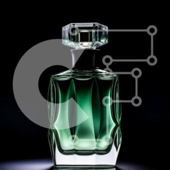 Intra Συλλεκτικό Ξύλινο Παζλ Plywood  4mm - Πράσινο γυάλινο μπουκάλι αρώματος σε μαύρο φόντο Σε Ξύλινο Κουτί - Διαστάσεις Puzzle: 10x10 cm – 25 κομμάτια - Image 1