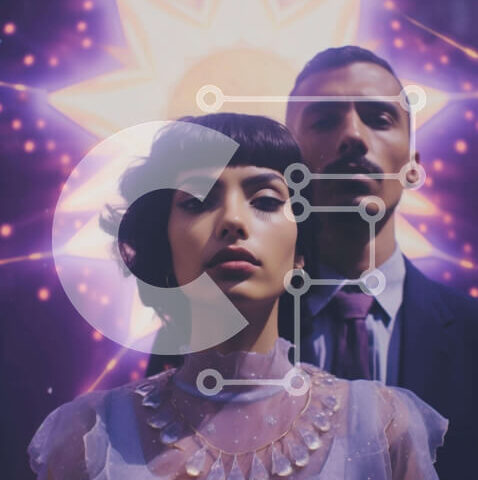 Intra Συλλεκτικό Ξύλινο Παζλ Plywood 4mm - Άνδρας και γυναίκα με επίσημη ενδυμασία σε αφηρημένο φόντο Σε Ξύλινο Κουτί - Διαστάσεις Puzzle: 10x10 cm – 25 κομμάτια - Image 1