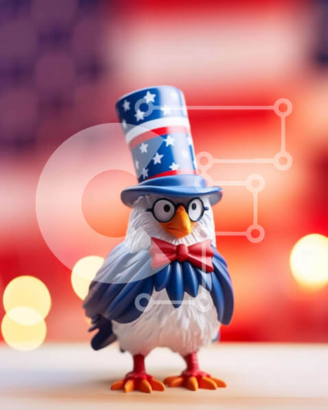 Intra Συλλεκτικό Ξύλινο Παζλ Plywood  4mm - Ειδώλιο αετού με πατριωτική ενδυμασία για τους εορτασμούς της 4ης Ιουλίου Σε Ξύλινο Κουτί - Διαστάσεις Puzzle: 10x10 cm – 25 κομμάτια