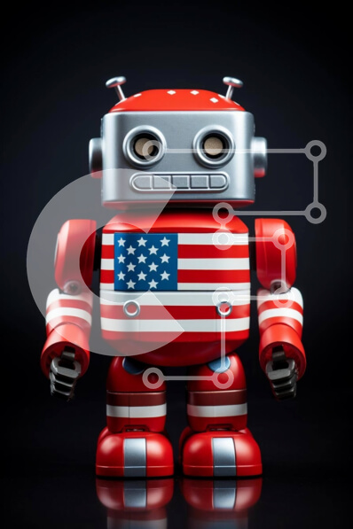 Intra Συλλεκτικό Ξύλινο Παζλ Plywood  4mm - Πατριωτικό σχέδιο ρομπότ Σε Ξύλινο Κουτί - Διαστάσεις: 10x10 cm – 25 κομμάτια