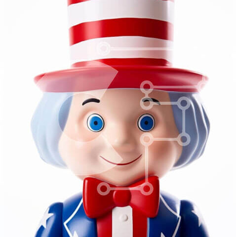 Intra Συλλεκτικό Ξύλινο Παζλ Plywood 4mm - Χαρούμενη φιγούρα παιχνιδιών με ενδυμασία Uncle Sam Σε Ξύλινο Κουτί - Διαστάσεις Puzzle: 10x10 cm – 25 κομμάτια - Image 1