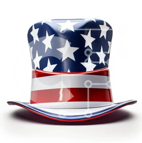 Intra Συλλεκτικό Ξύλινο Παζλ Plywood 4mm - Πατριωτικό καπέλο με σχέδιο αμερικανικής σημαίας Σε Ξύλινο Κουτί - Διαστάσεις Puzzle: 10x10 cm – 25 κομμάτια - Image 1