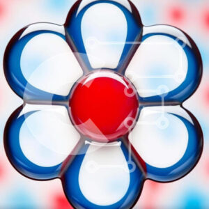 Intra Συλλεκτικό Ξύλινο Παζλ Plywood  4mm - Πολύχρωμο αντικείμενο σε σχήμα λουλουδιού σε αφηρημένο φόντο Σε Ξύλινο Κουτί - Διαστάσεις Puzzle: 10x10 cm – 25 κομμάτια