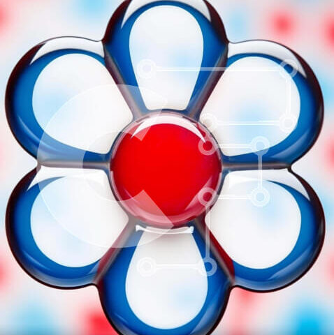 Intra Συλλεκτικό Ξύλινο Παζλ Plywood  4mm - Πολύχρωμο αντικείμενο σε σχήμα λουλουδιού σε αφηρημένο φόντο Σε Ξύλινο Κουτί - Διαστάσεις Puzzle: 10x10 cm – 25 κομμάτια - Image 1