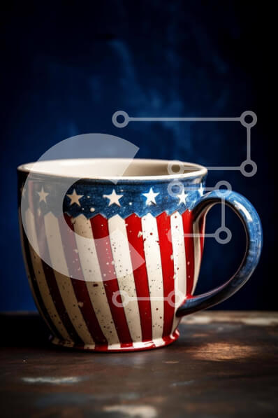 Intra Συλλεκτικό Ξύλινο Παζλ Plywood  4mm - Πατριωτικό κόκκινο, λευκό και μπλε φλιτζάνι καφέ Σε Ξύλινο Κουτί - Διαστάσεις Puzzle: 10x10 cm – 25 κομμάτια