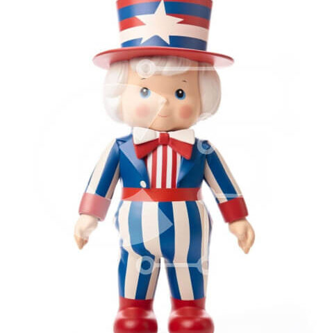 Intra Συλλεκτικό Ξύλινο Παζλ Plywood  4mm - Φιγούρα παιχνιδιού σε πατριωτικό κόκκινο, λευκό και μπλε ντύσιμο Σε Ξύλινο Κουτί - Διαστάσεις Puzzle: 10x10 cm – 25 κομμάτια - Image 1