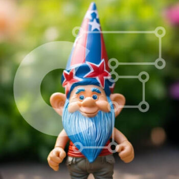 Intra Συλλεκτικό Ξύλινο Παζλ Plywood 4mm - Toy Gnome σε κόκκινο, λευκό και μπλε με αστέρια Σε Ξύλινο Κουτί - Διαστάσεις Puzzle: 10x10 cm – 25 κομμάτια - Image 1